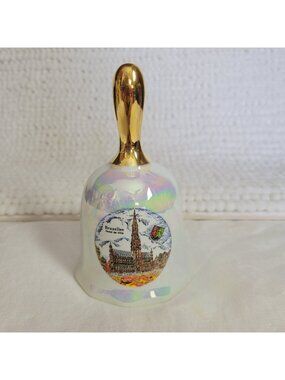 Porcelain Bell vtg Bruxelles Brussels Belgium Hotel de Ville clapper iridescent
